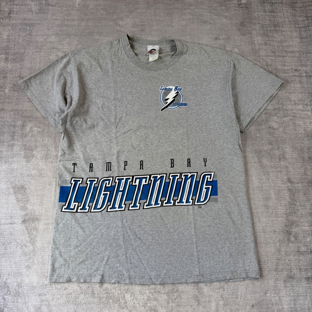 Tampa Bay Lightning Shirt Mens Large Gray Vintage 90s Double Sided NHL Hockey